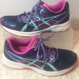 Asics Womens 8.5 Gel-Contend 3 Blue & Pink EUC Lace‎ Up Tennis Shoes S1